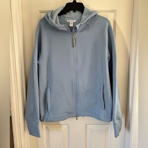 EUC Womens Athelta Powder Blue Fleece Lined Full Zip Winter Hooded Jacket Sz L